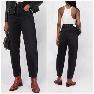Re/Done Black 80s Peg Leg Hidden Button Fly Tapered Leg Jeans Black Wash SZ‎ 28